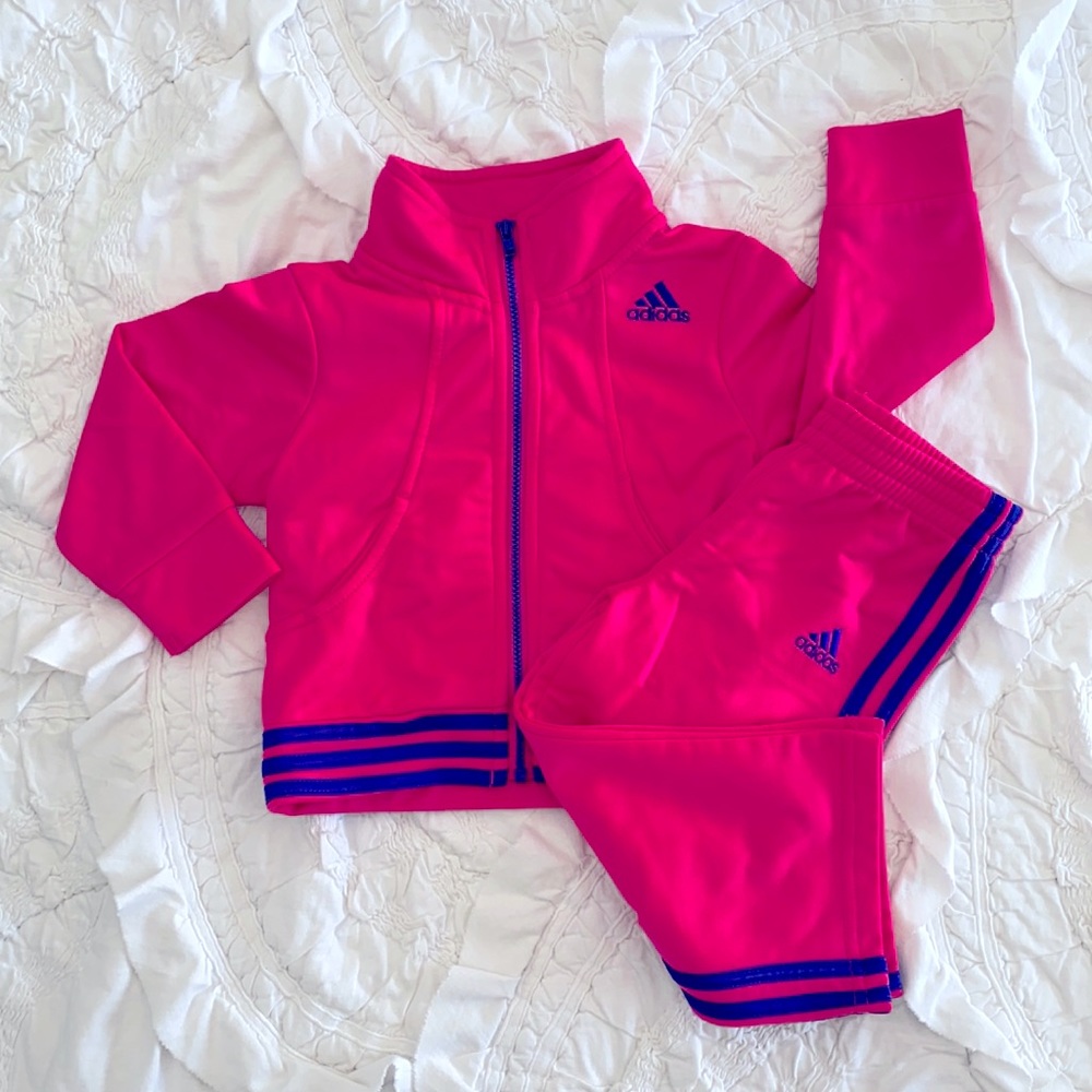 Adidas hot pink track suit 18m